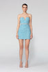Belt Detailed Strapless Light Blue Mini Dress